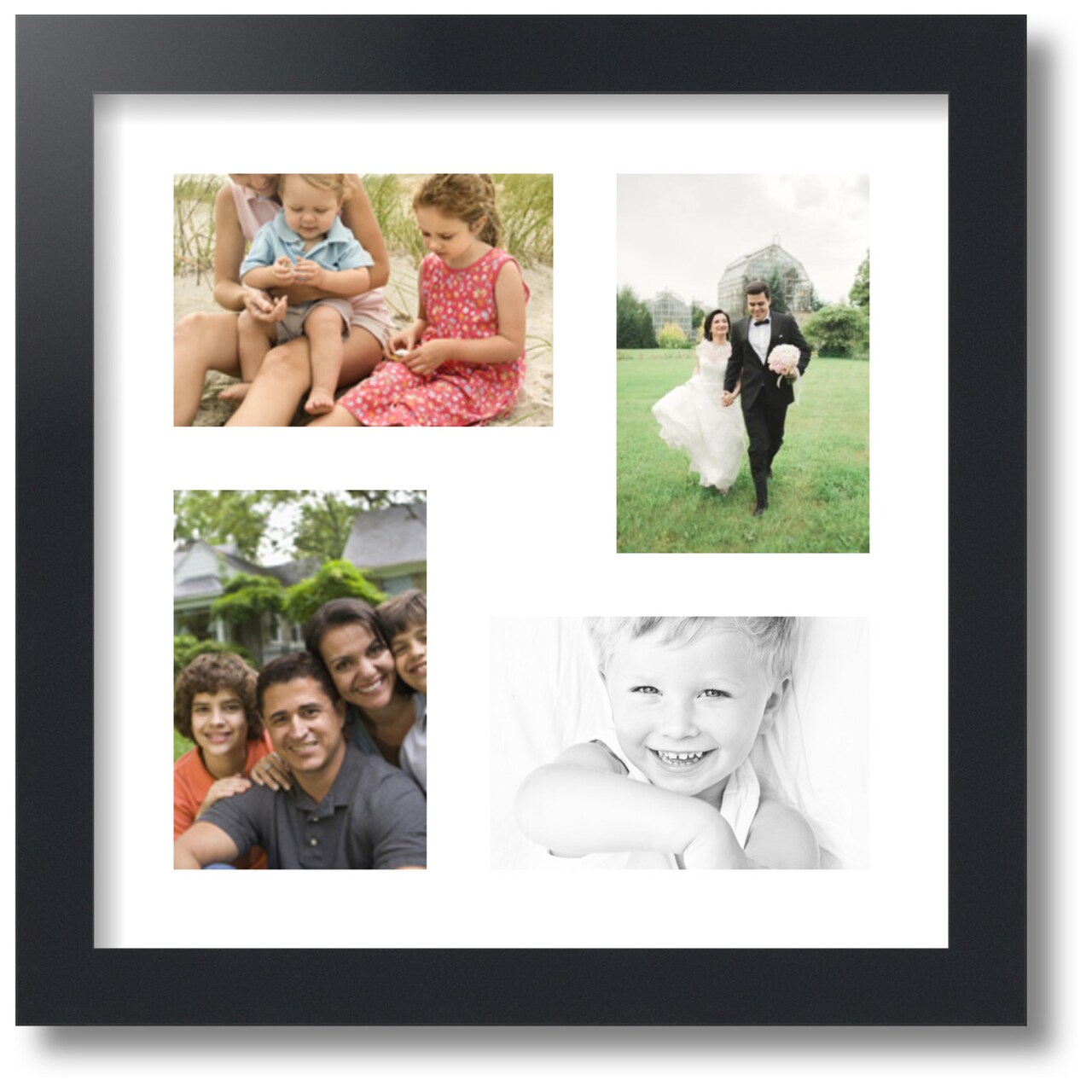 ArtToFrames Collage Photo Picture Frame with 4 - 4x6 inch Openings, Framed in Black with Over 62 Mat Color Options and Regular Glass (CSM-3926-178)